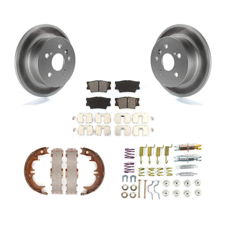 Rear Disc Coated Rotors Semi-Metallic Pads Parking Shoes & Hardware Kit For Toyota Camry KGS-103491