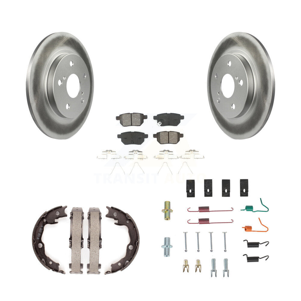 Rear Disc Coated Rotors Semi-Metallic Pads Parking Shoes & Hardware Kit For Toyota Matrix KGS-103495