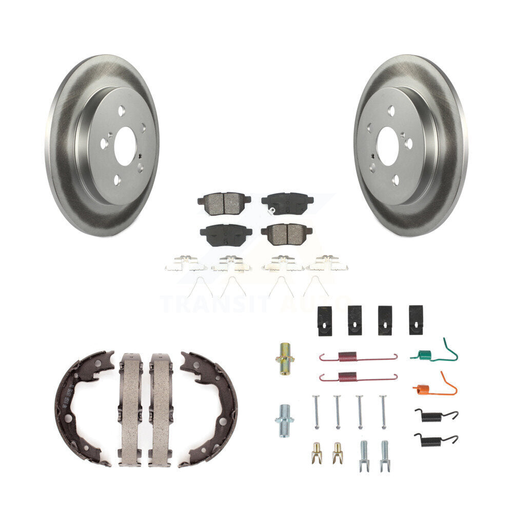 Rear Disc Coated Rotors Semi-Metallic Pads Parking Shoes & Hardware Kit For Toyota Matrix KGS-103496