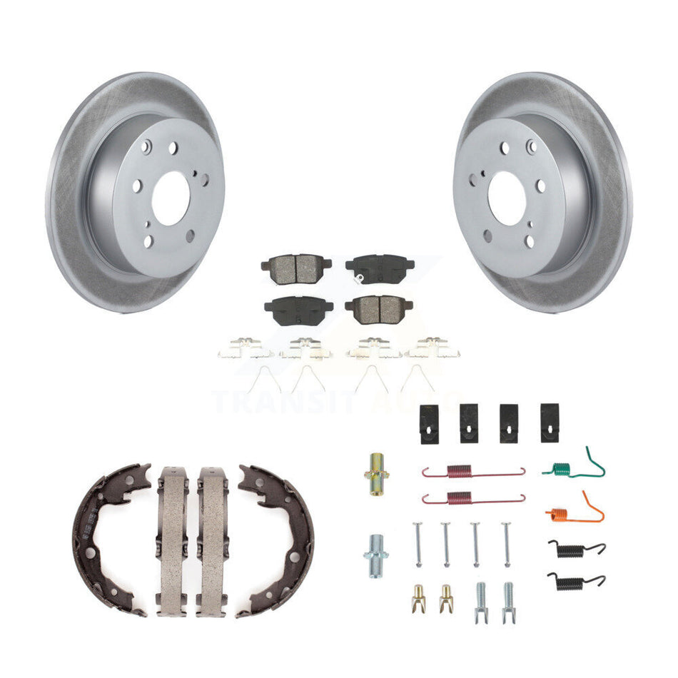 Rear Disc Coated Rotors Semi-Metallic Pads Parking Shoes & Hardware Kit For Toyota Matrix KGS-103497