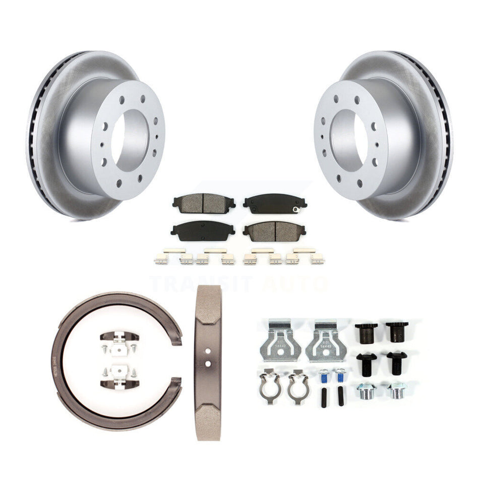 Rear Disc Coated Rotors Semi-Metallic Pads Parking Brake Shoes And Hardware Kit For KGS-103504