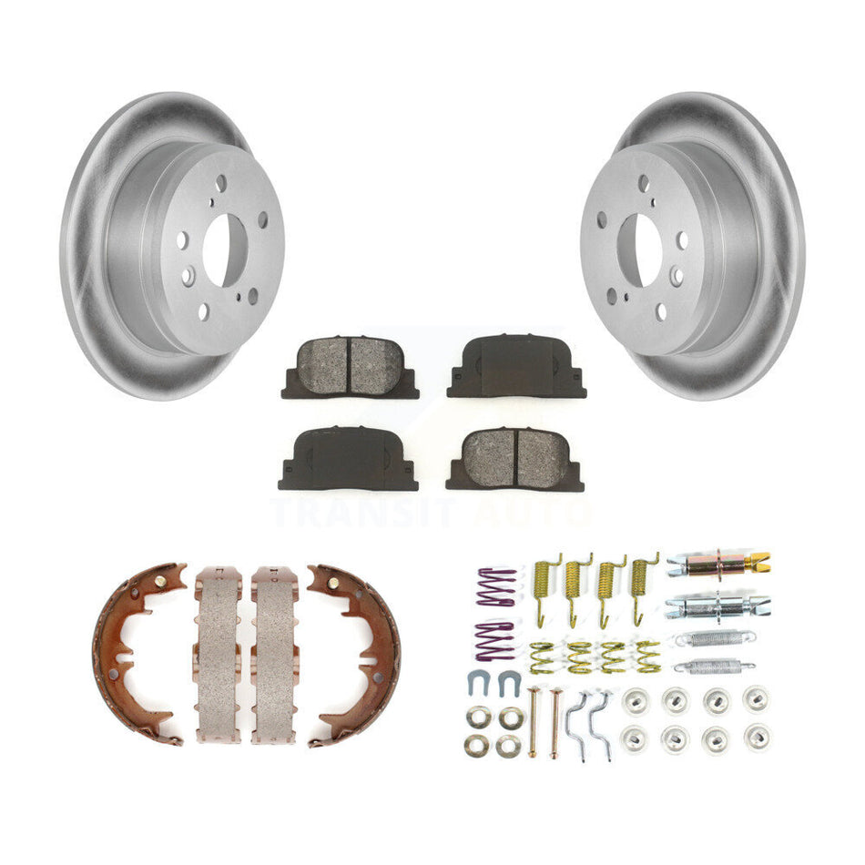 Rear Disc Coated Rotors Semi-Metallic Pads Parking Shoes & Hardware Kit For Toyota Camry KGS-103507