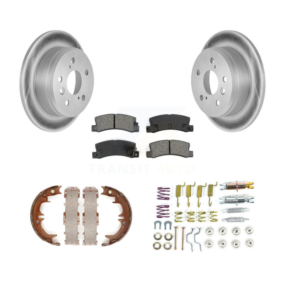 Rear Disc Coated Rotors Semi-Metallic Pads Parking Shoes & Hardware Kit For Toyota Camry KGS-103508