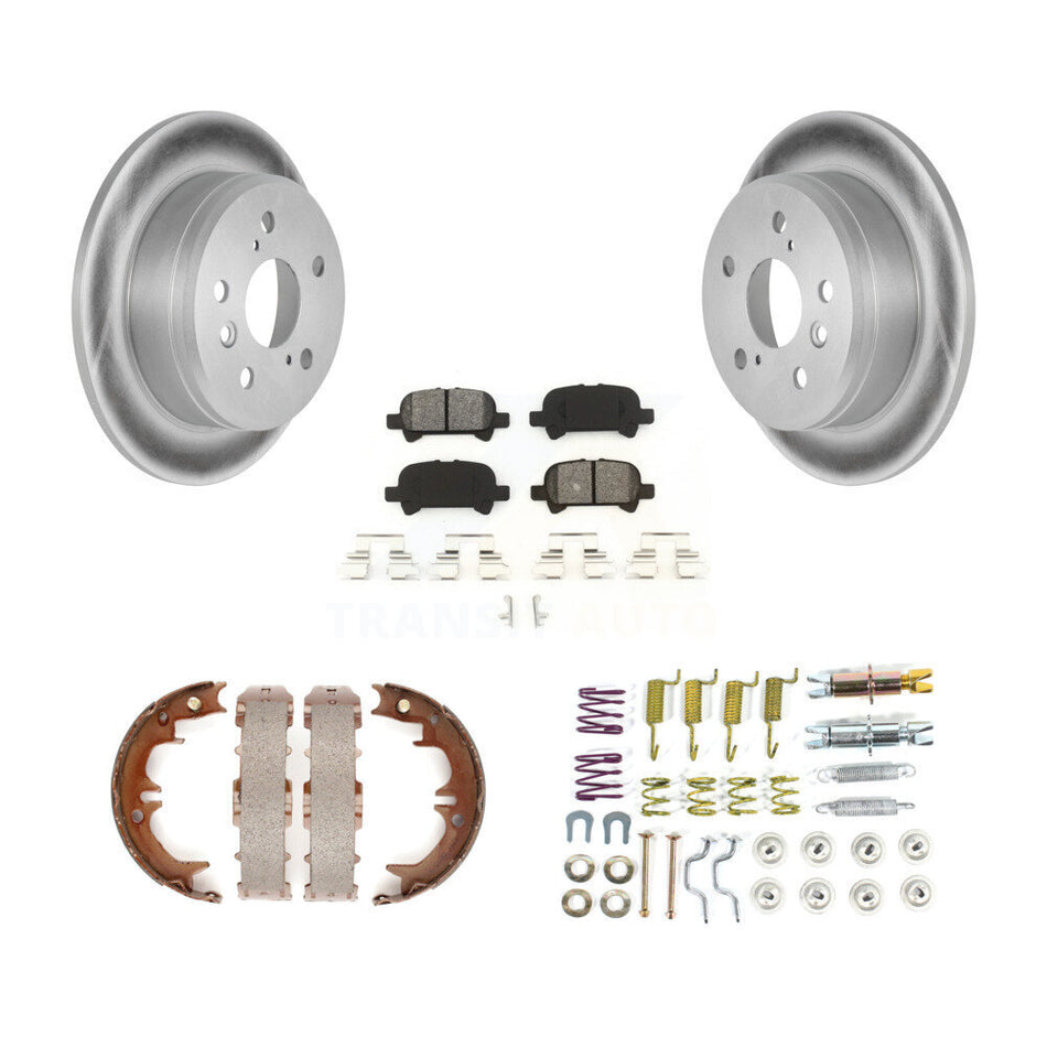 Rear Disc Coated Rotors Semi-Metallic Pads Parking Shoes & Hardware Kit For Toyota Camry KGS-103509