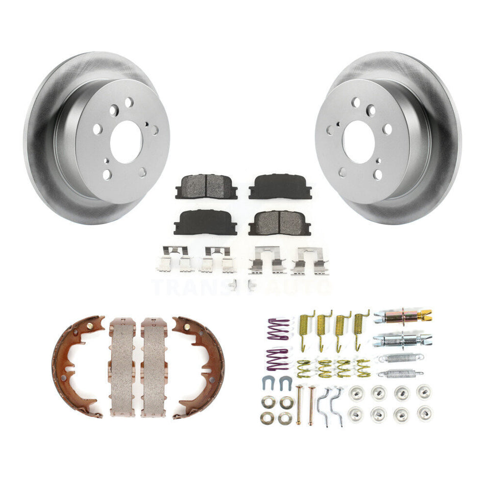 Rear Disc Coated Rotors Semi-Metallic Pads Parking Shoes & Hardware Kit For Toyota Camry KGS-103515