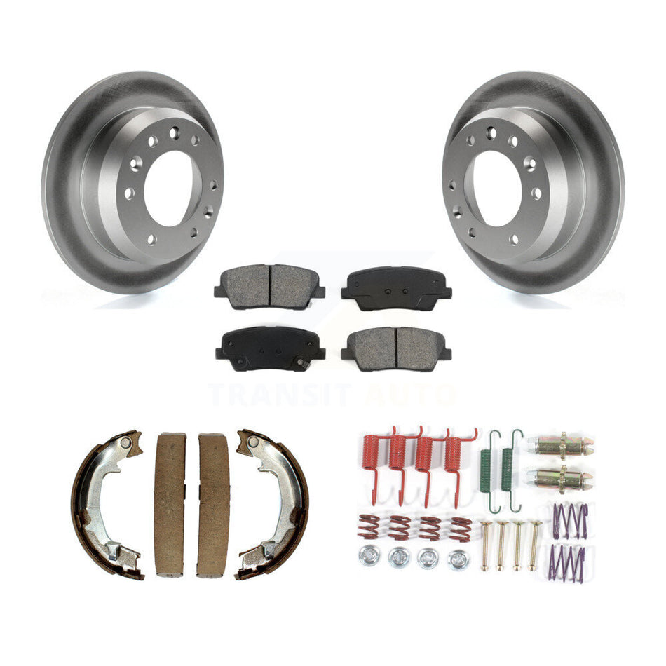 Rear Disc Coated Rotors Semi-Metallic Pads Parking Shoes And Hardware Kit For Kia Sedona KGS-103524