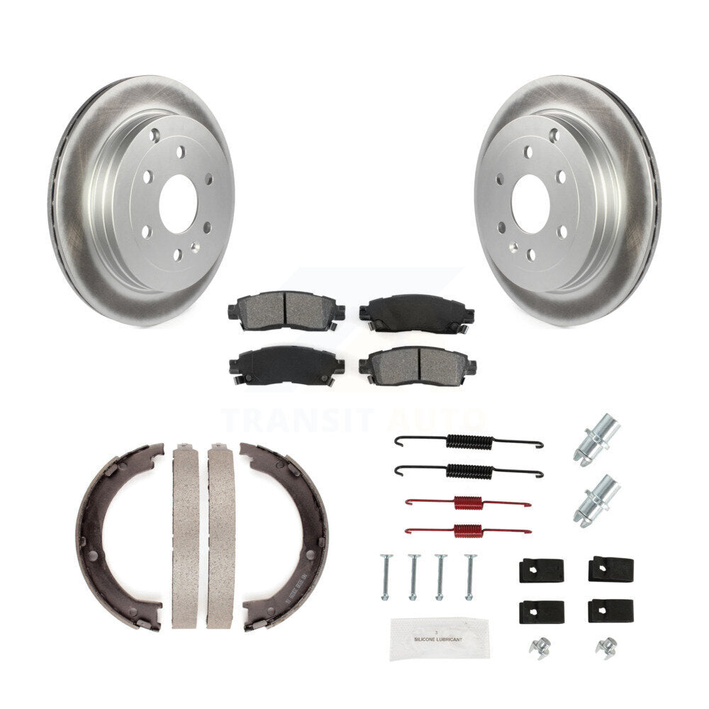 Rear Disc Coated Rotors Semi-Metallic Pads Parking Shoes And Hardware Kit For GMC Acadia KGS-103526