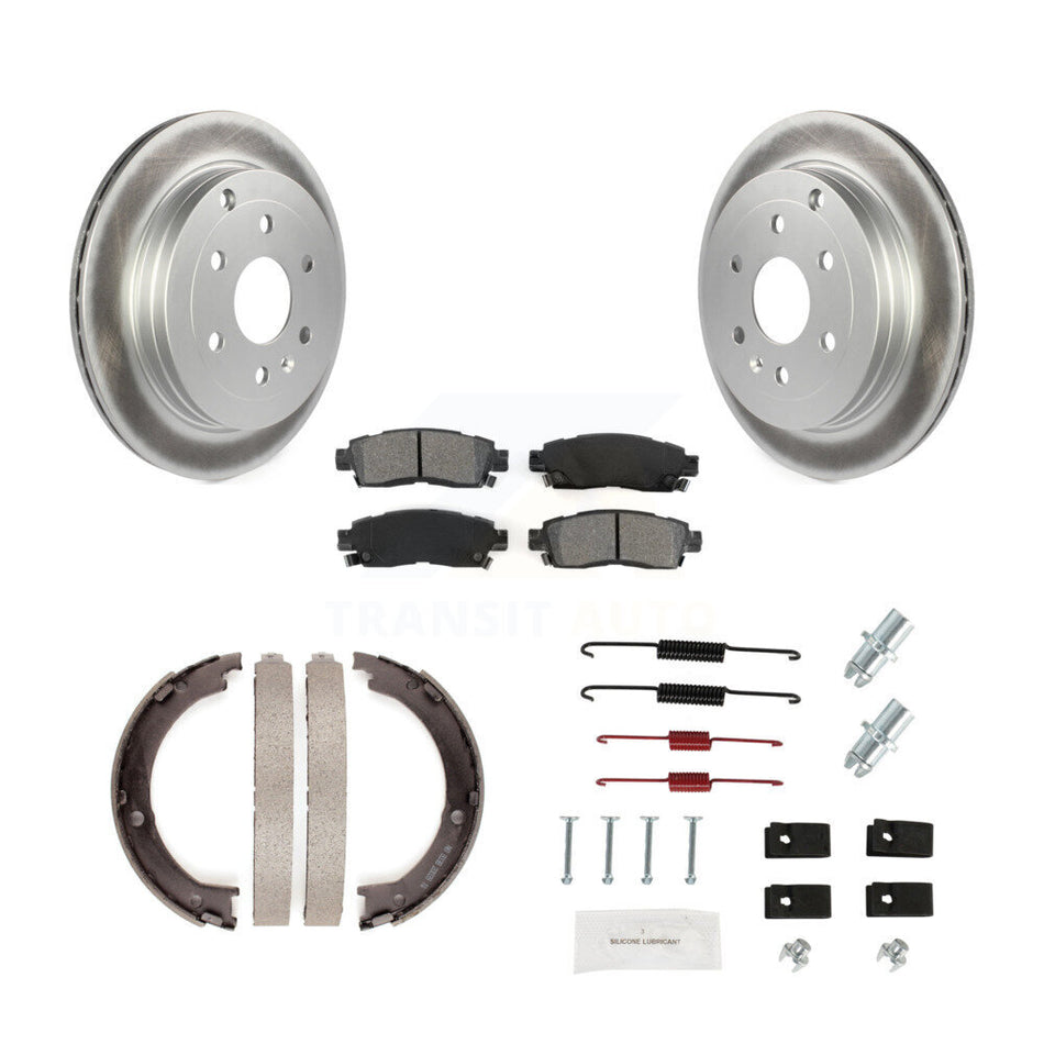 Rear Disc Coated Rotors Semi-Metallic Pads Parking Shoes And Hardware Kit For GMC Acadia KGS-103526