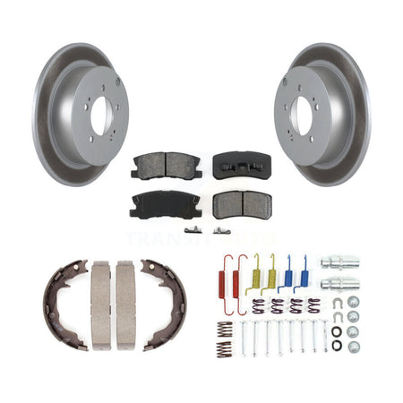 Rear Disc Coated Rotors Semi-Metallic Pads Parking Brake Shoes And Hardware Kit For KGS-103529