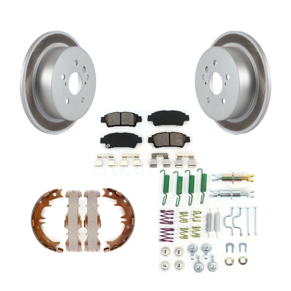 Rear Disc Coated Rotors Semi-Metallic Pads Parking Shoes & Hardware Kit For Toyota Sienna KGS-103538
