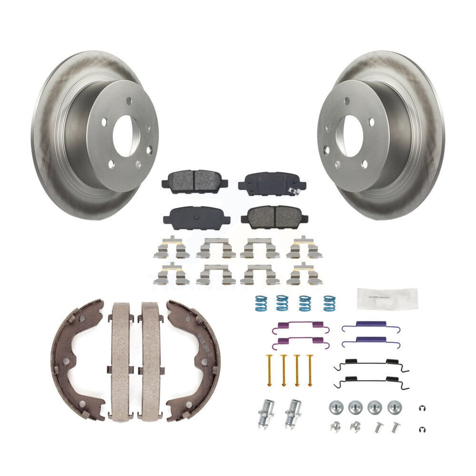 Rear Disc Coated Rotors Semi-Metallic Pads Parking Shoes & Hardware Kit For Nissan Altima KGS-103540