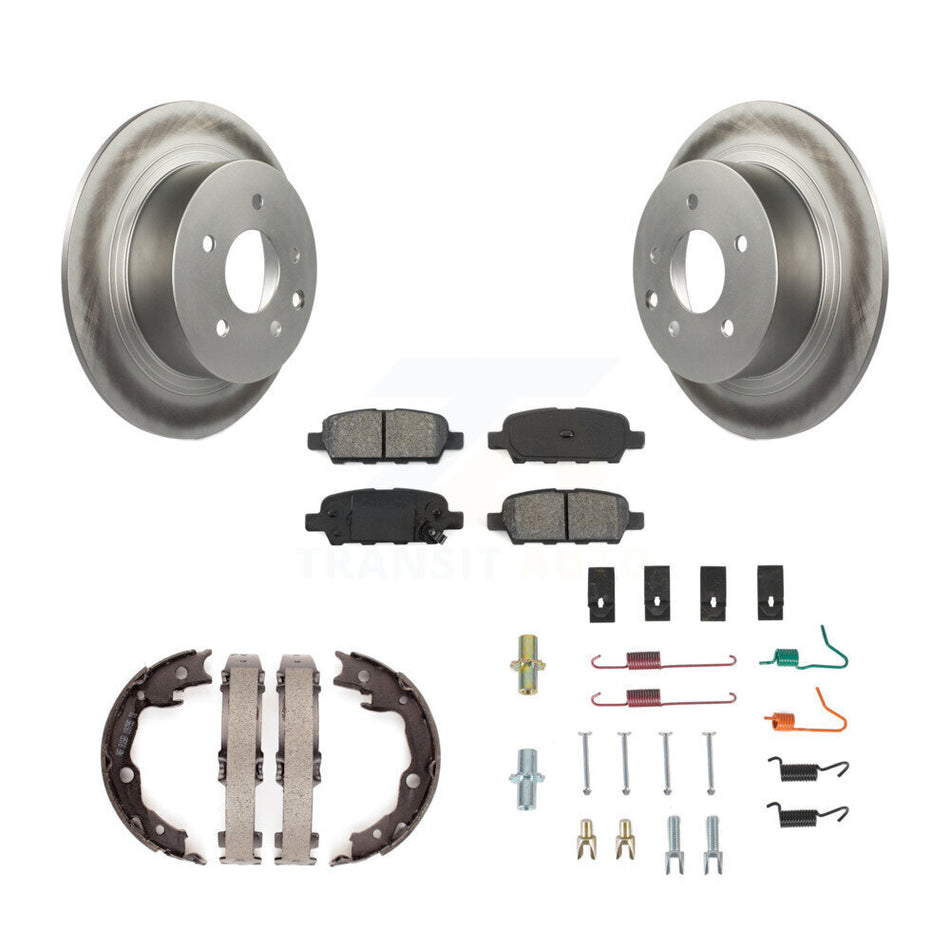 Rear Disc Coated Rotors Semi-Metallic Pads Parking Shoes & Hardware Kit For Nissan Sentra KGS-103541
