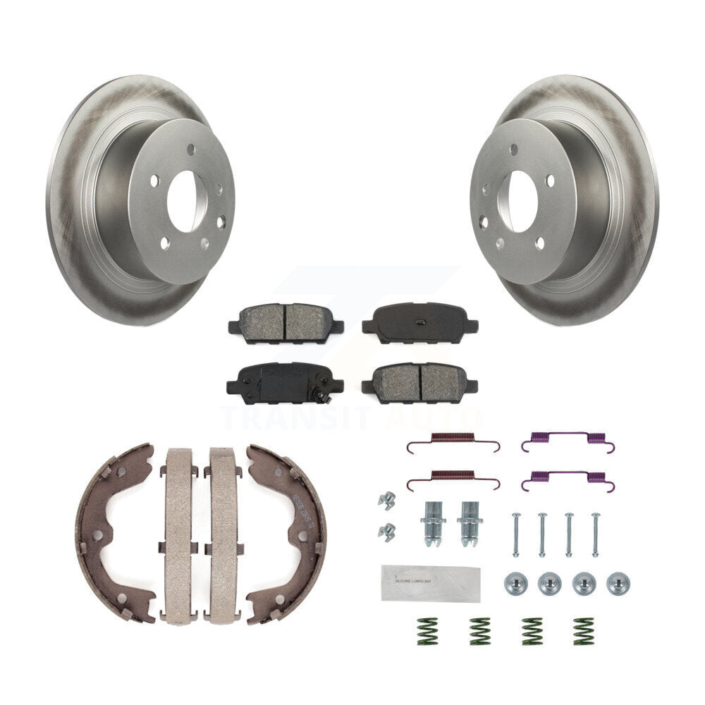 Rear Disc Coated Rotors Semi-Metallic Pads Parking Shoes & Hardware Kit For Nissan Altima KGS-103543