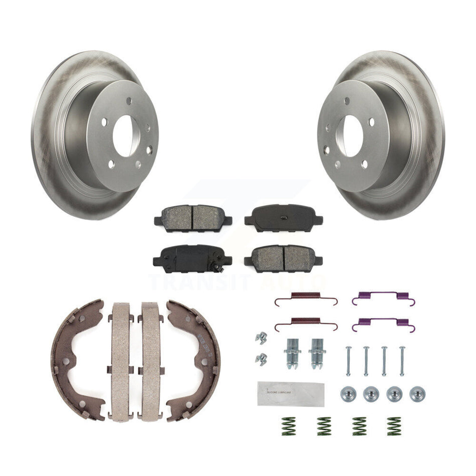 Rear Disc Coated Rotors Semi-Metallic Pads Parking Shoes & Hardware Kit For Nissan Altima KGS-103543