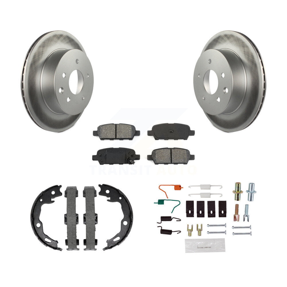 Rear Disc Coated Rotors Semi-Metallic Pads Parking Shoes & Hardware Kit For Nissan Rogue KGS-103544