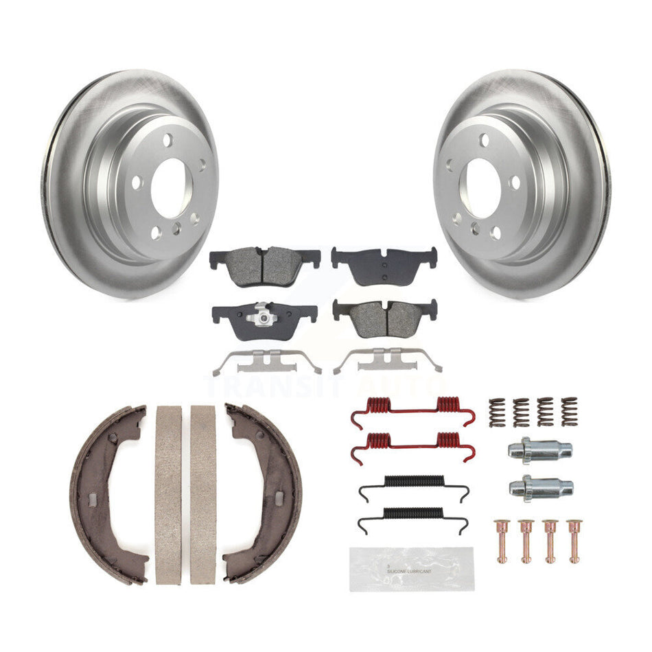 Rear Disc Coated Rotors Semi-Metallic Pads Parking Shoes Hardware Kit For BMW 320i xDrive KGS-103553