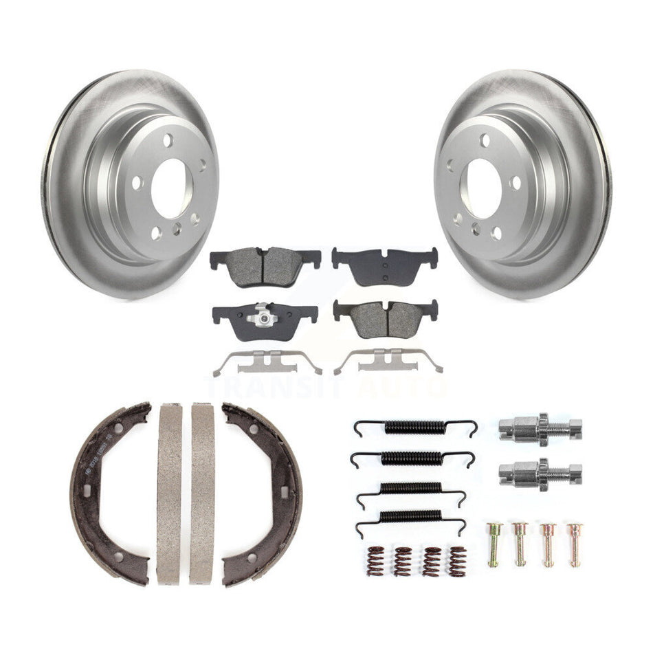 Rear Disc Coated Rotors Semi-Metallic Pads Parking Shoes Hardware Kit For BMW 328i xDrive KGS-103554