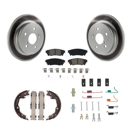Rear Disc Coated Rotors Semi-Metallic Pads Parking Shoes & Hardware Kit For Toyota Camry KGS-103562