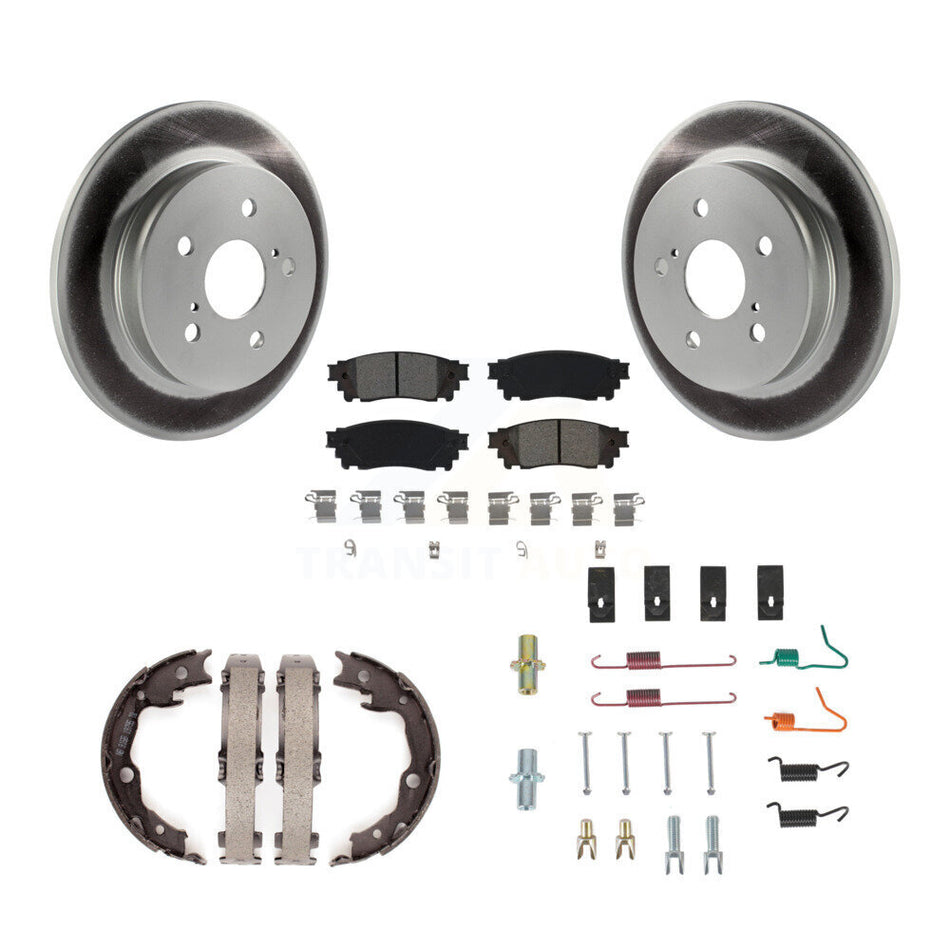 Rear Disc Coated Rotors Semi-Metallic Pads Parking Shoes & Hardware Kit For Toyota Camry KGS-103562