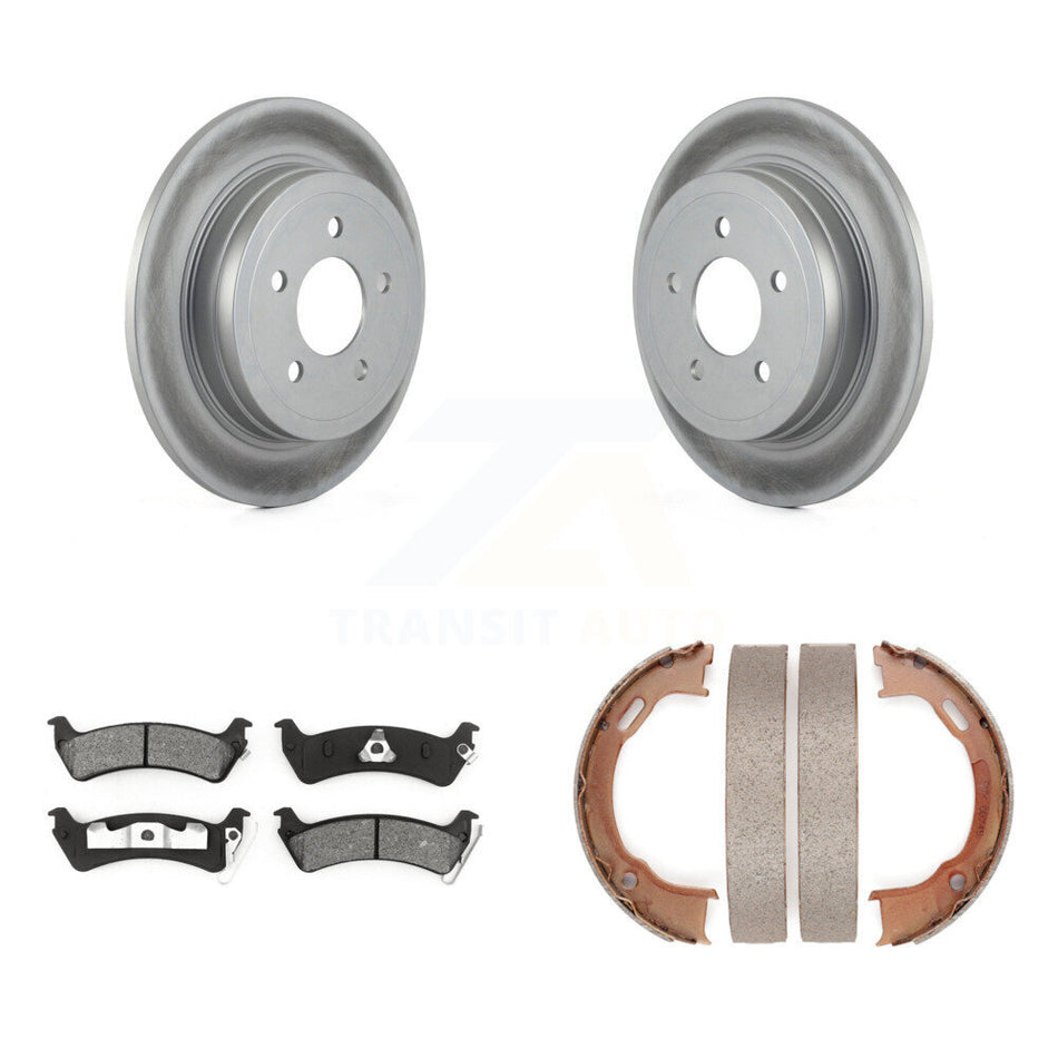 Rear Disc Coated Rotors Semi-Metallic Pads Parking Shoes Kit For Ford Explorer Sport Trac KGS-103570