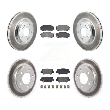 Front Rear Coated Disc Brake Rotors And Semi-Metallic Pads Kit For Hyundai Elantra KGS-103577