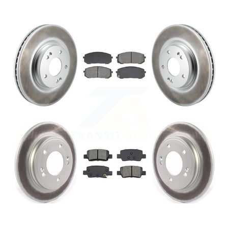 Front Rear Coated Disc Brake Rotors And Semi-Metallic Pads Kit For Hyundai Elantra KGS-103578