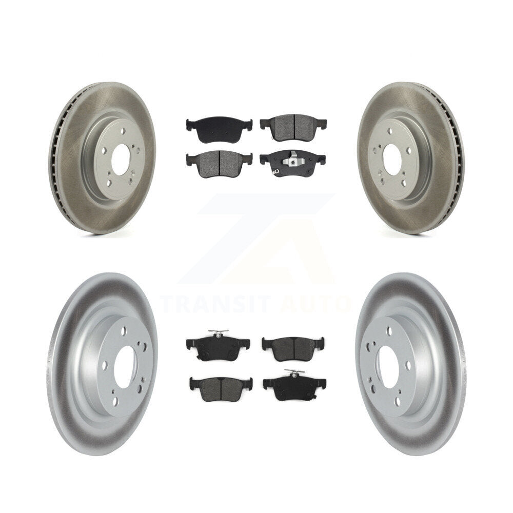 Front Rear Coated Disc Brake Rotors And Semi-Metallic Pad Kit For 2024 Acura Integra 1.5L KGS-103579