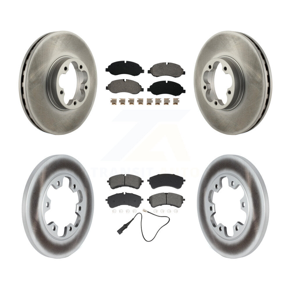 Front Rear Coated Disc Brake Rotor Semi-Metallic Pad Kit For 2023 Ford Transit-350 HD RWD KGS-103587