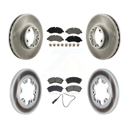 Front Rear Coated Disc Brake Rotor Semi-Metallic Pad Kit For 2023 Ford Transit-350 HD RWD KGS-103587