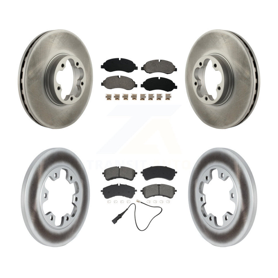 Front Rear Coated Disc Brake Rotor Semi-Metallic Pad Kit For 2023 Ford Transit-350 HD RWD KGS-103587