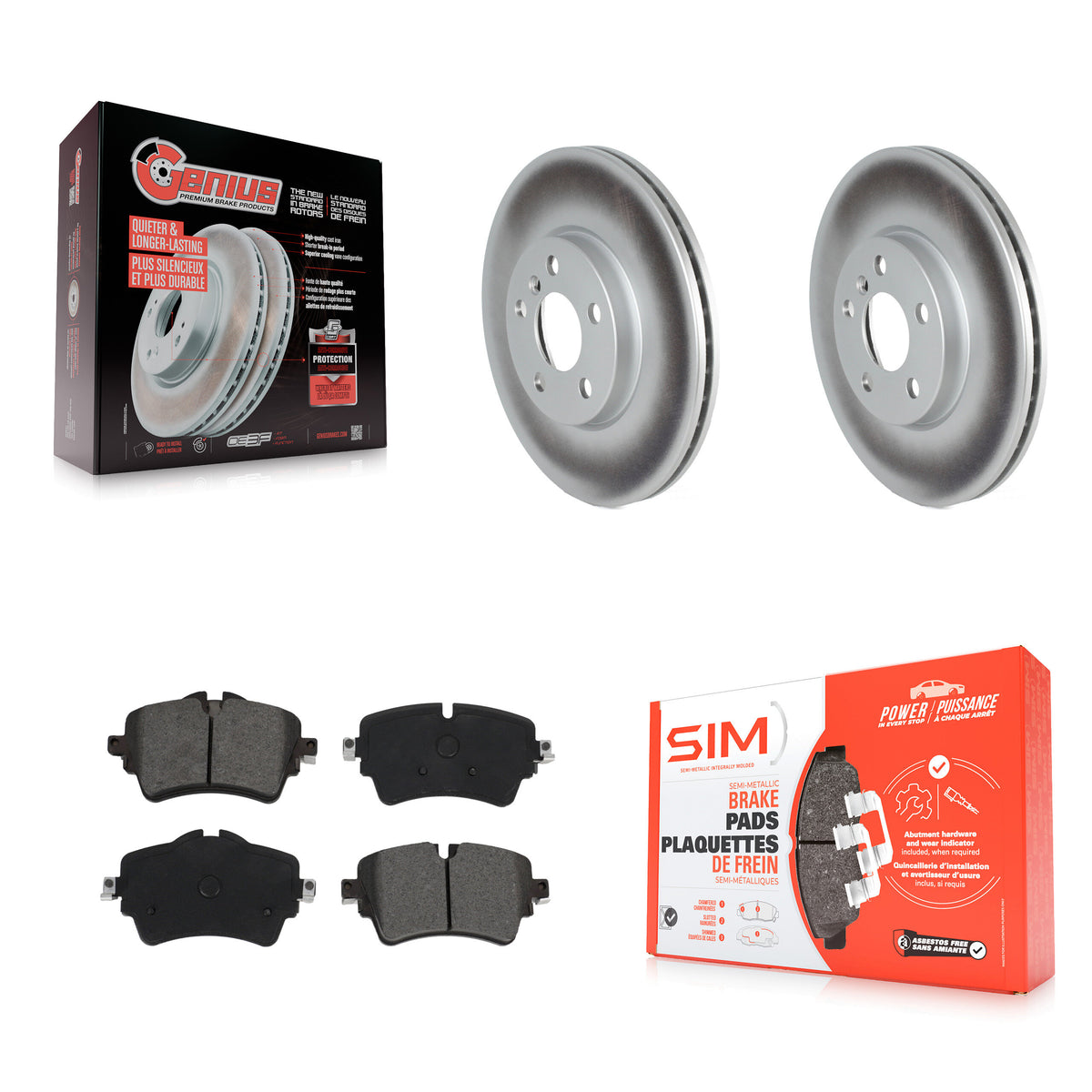 Front Coated Disc Brake Rotors And Semi-Metallic Pads Kit For 2022 Mini Cooper S KGS-103603