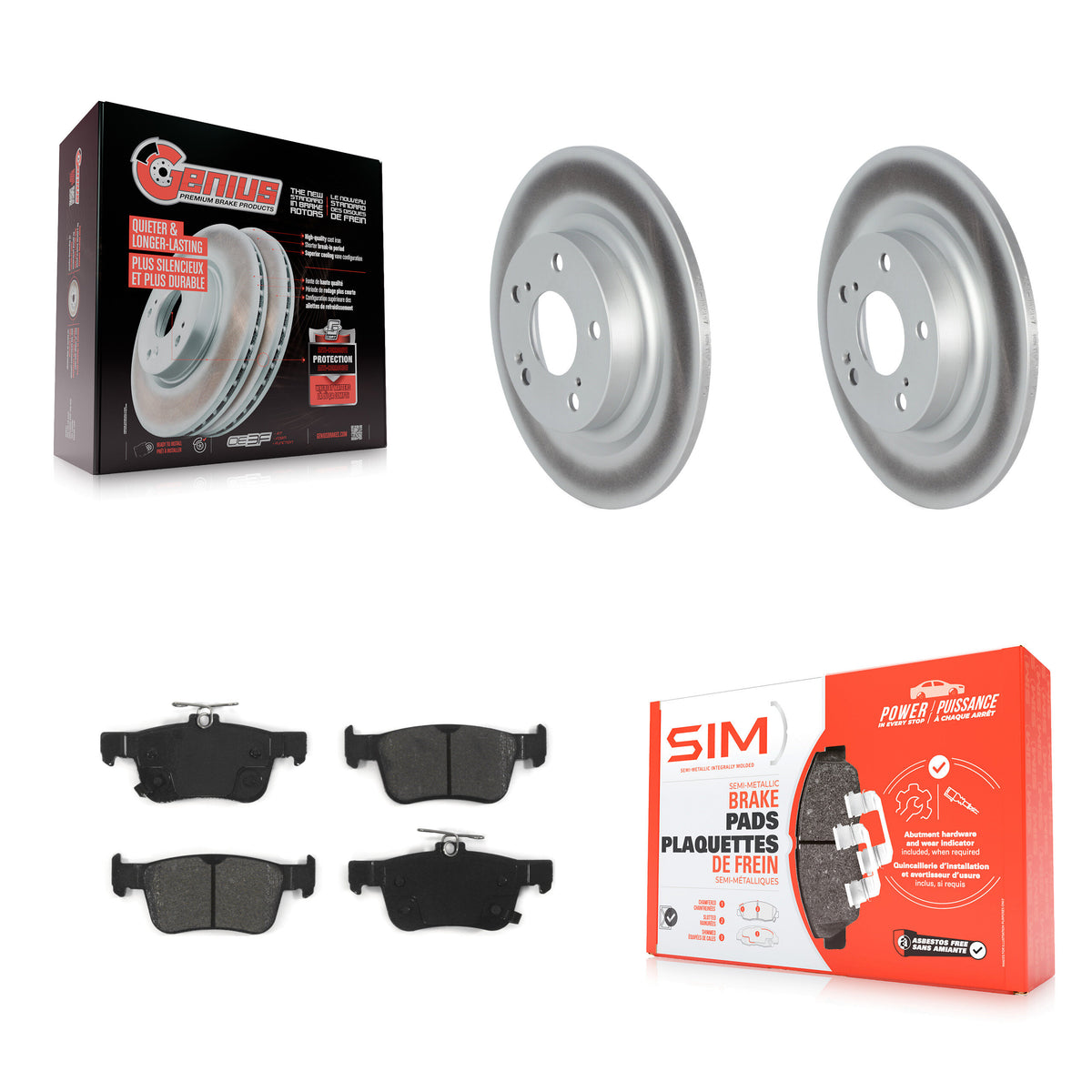 Rear Coated Disc Brake Rotors And Semi-Metallic Pads Kit For 2024 Acura Integra 1.5L KGS-103614