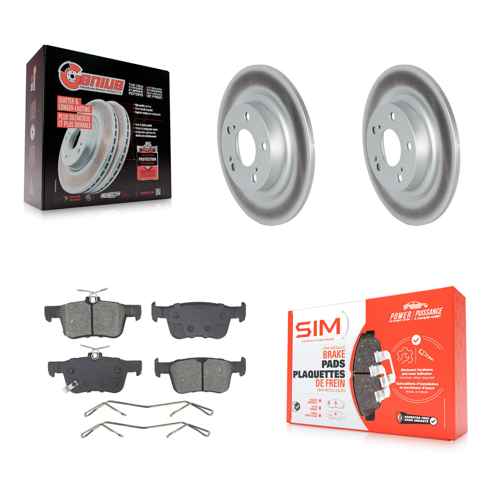 Rear Coated Disc Brake Rotors And Semi-Metallic Pads Kit For 2024 Acura Integra 2.0L KGS-103615