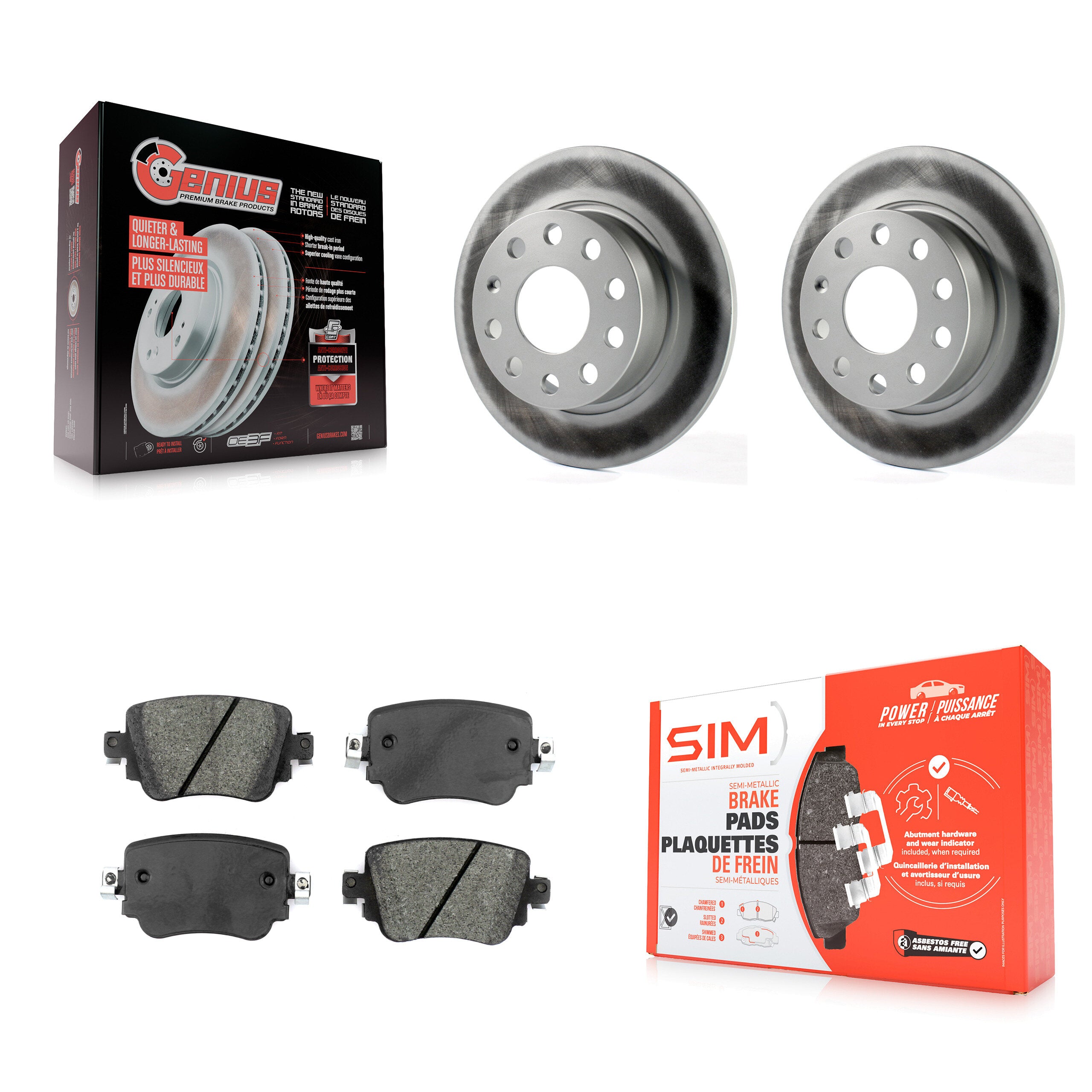 Rear Coated Disc Brake Rotors & Semi-Metallic Pad Kit For 2015 Volkswagen Golf SportWagen KGS-103617