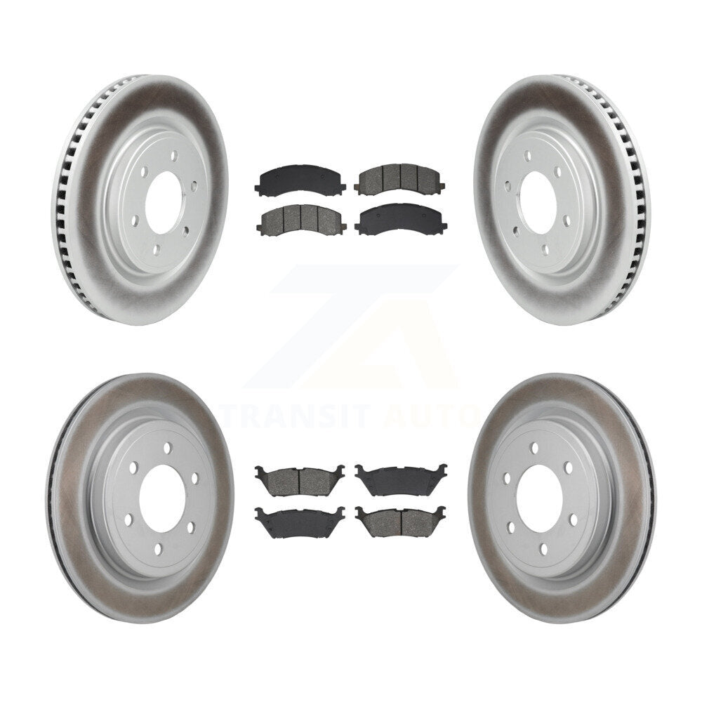 Front Rear Coated Disc Brake Rotors And Semi-Metallic Pads Kit For Ford F-150 Lightning KGS-103628