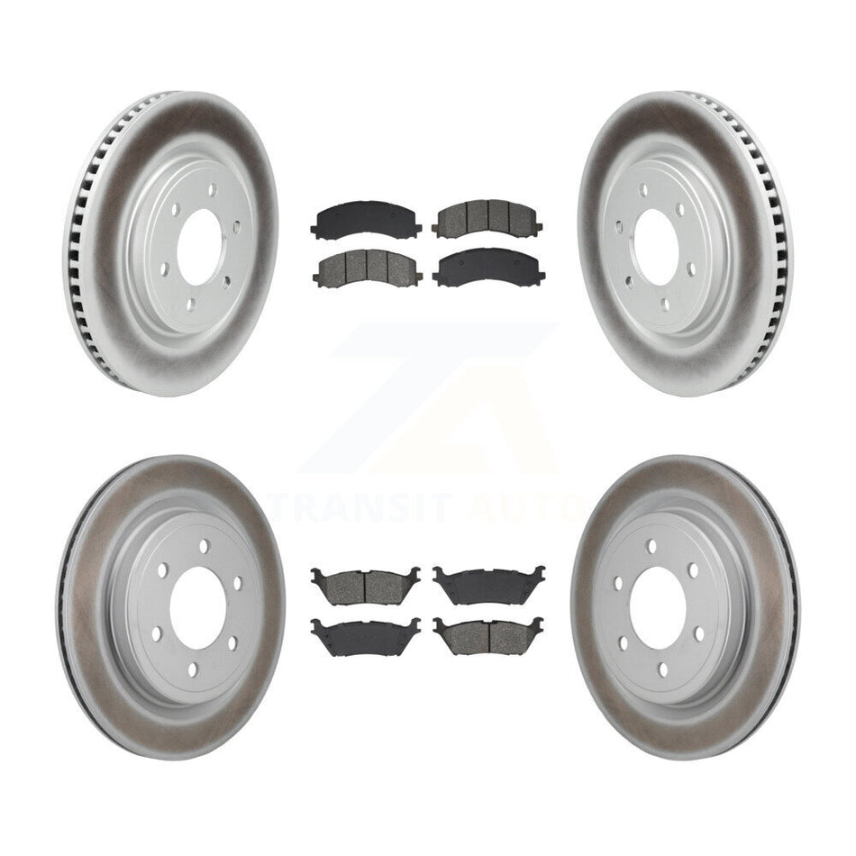 Front Rear Coated Disc Brake Rotors And Semi-Metallic Pads Kit For Ford F-150 Lightning KGS-103628