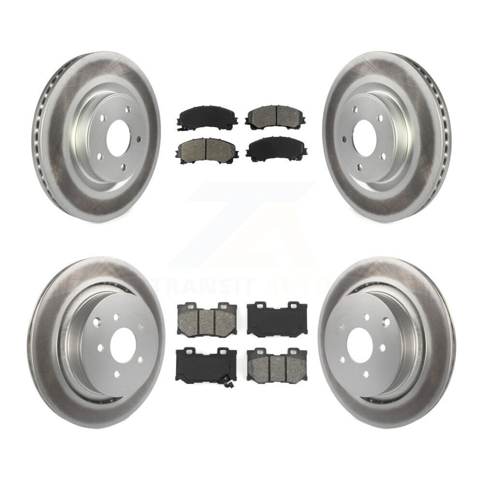 Front Rear Coated Disc Brake Rotors And Semi-Metallic Pads Kit For INFINITI Q50 Q60 KGS-103650