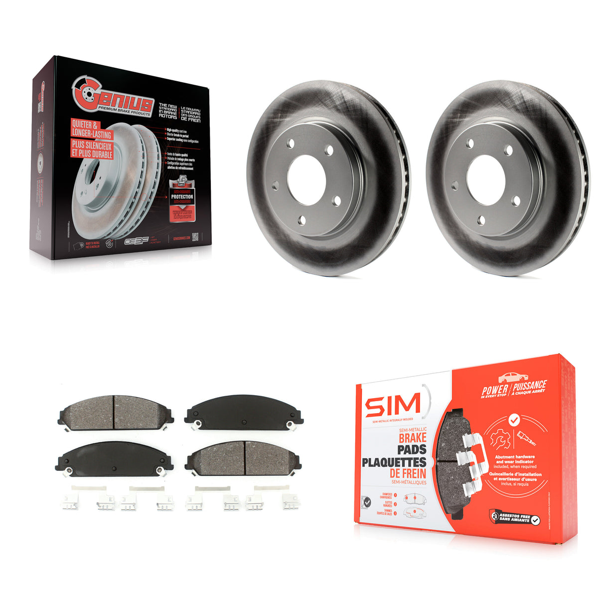 Front Coated Disc Brake Rotor And Semi-Metallic Pad Kit For 2008-2009 Dodge Caliber SRT-4 KGS-103661