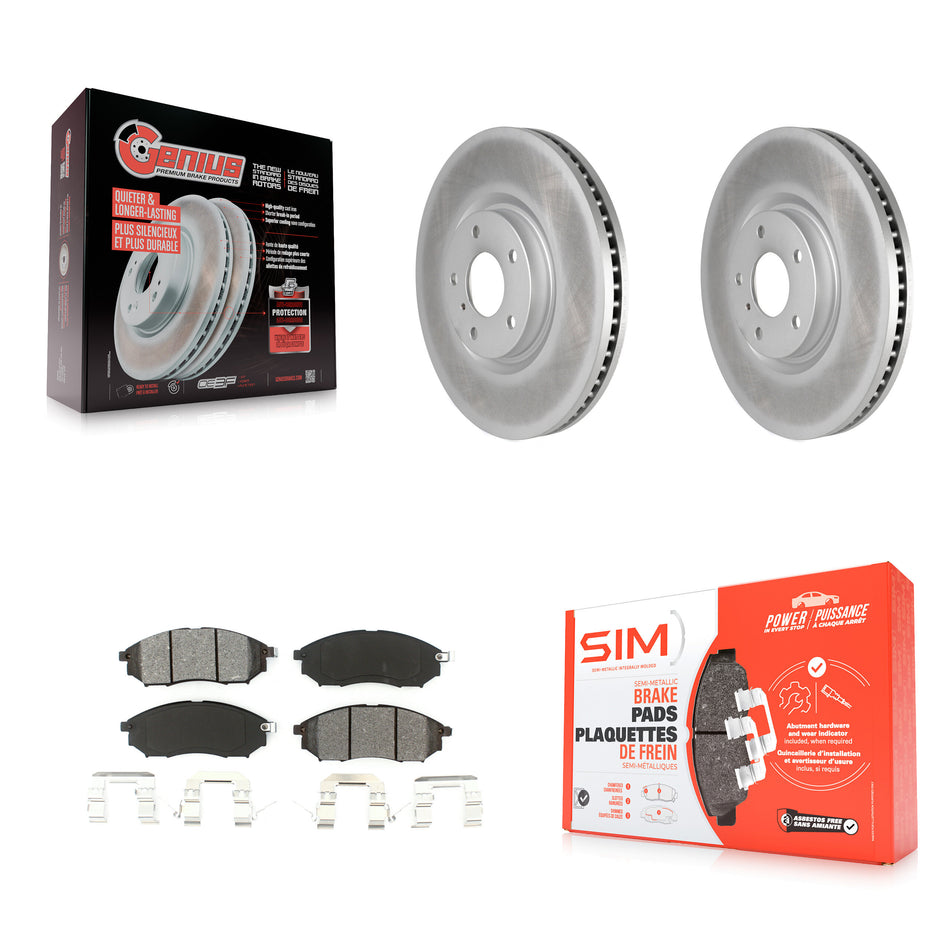 Front Coat Brake Rotor Semi-Metallic Pad Kit For 09-13 INFINITI G37 Without Brembo Brakes KGS-103665