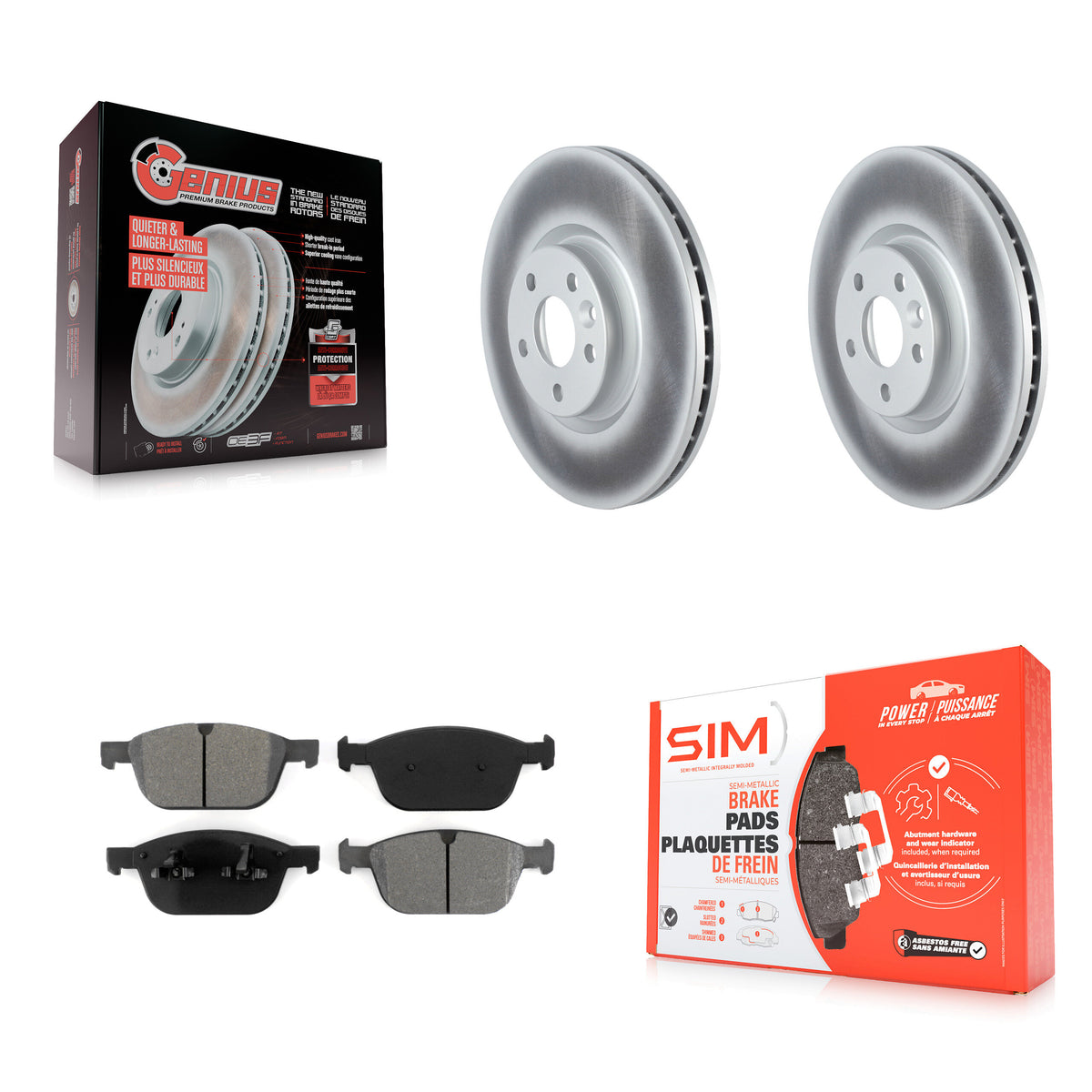 Front Coated Brake Rotor Semi-Metallic Pad Kit For 2016 Volvo XC60 To Chassis VIN #785803 KGS-103675
