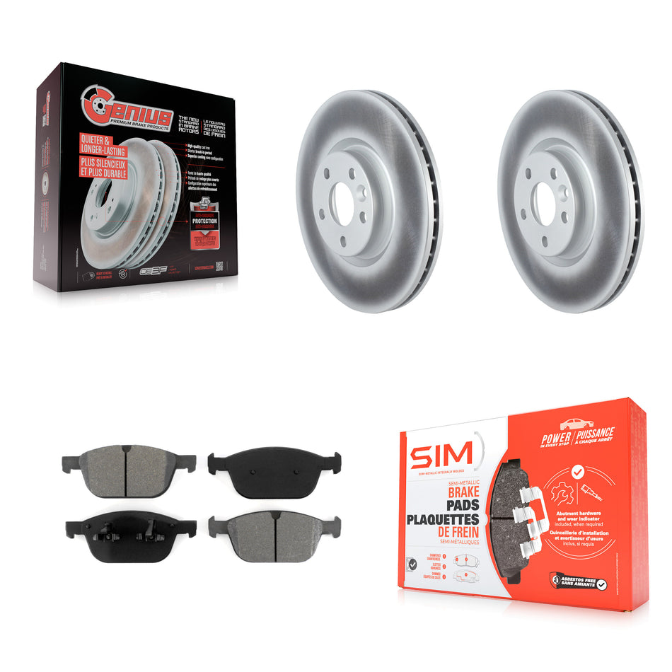 Front Coated Brake Rotor Semi-Metallic Pad Kit For 2016 Volvo XC60 To Chassis VIN #785803 KGS-103675