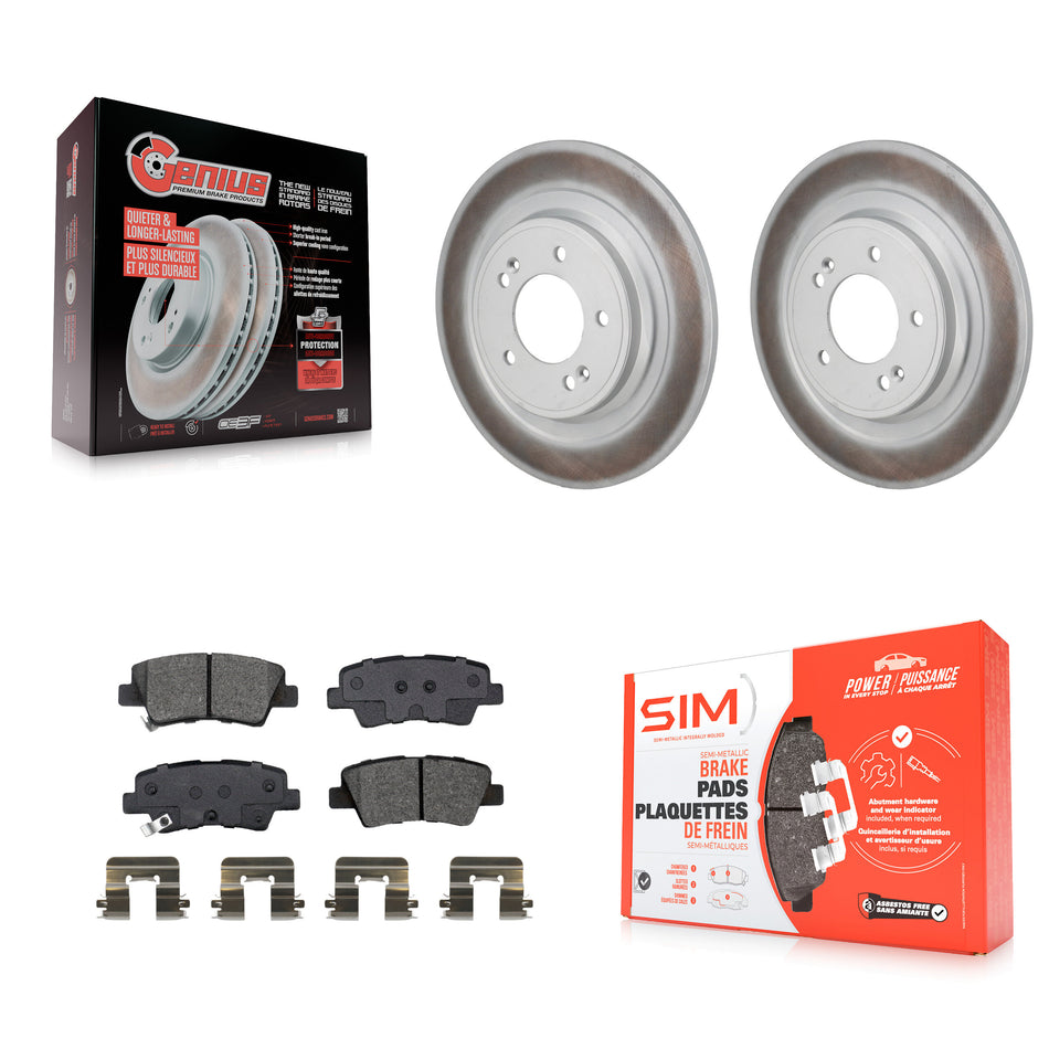 Rear Coated Disc Brake Rotors And Semi-Metallic Pads Kit For 2024 Hyundai Kona Electric KGS-103679