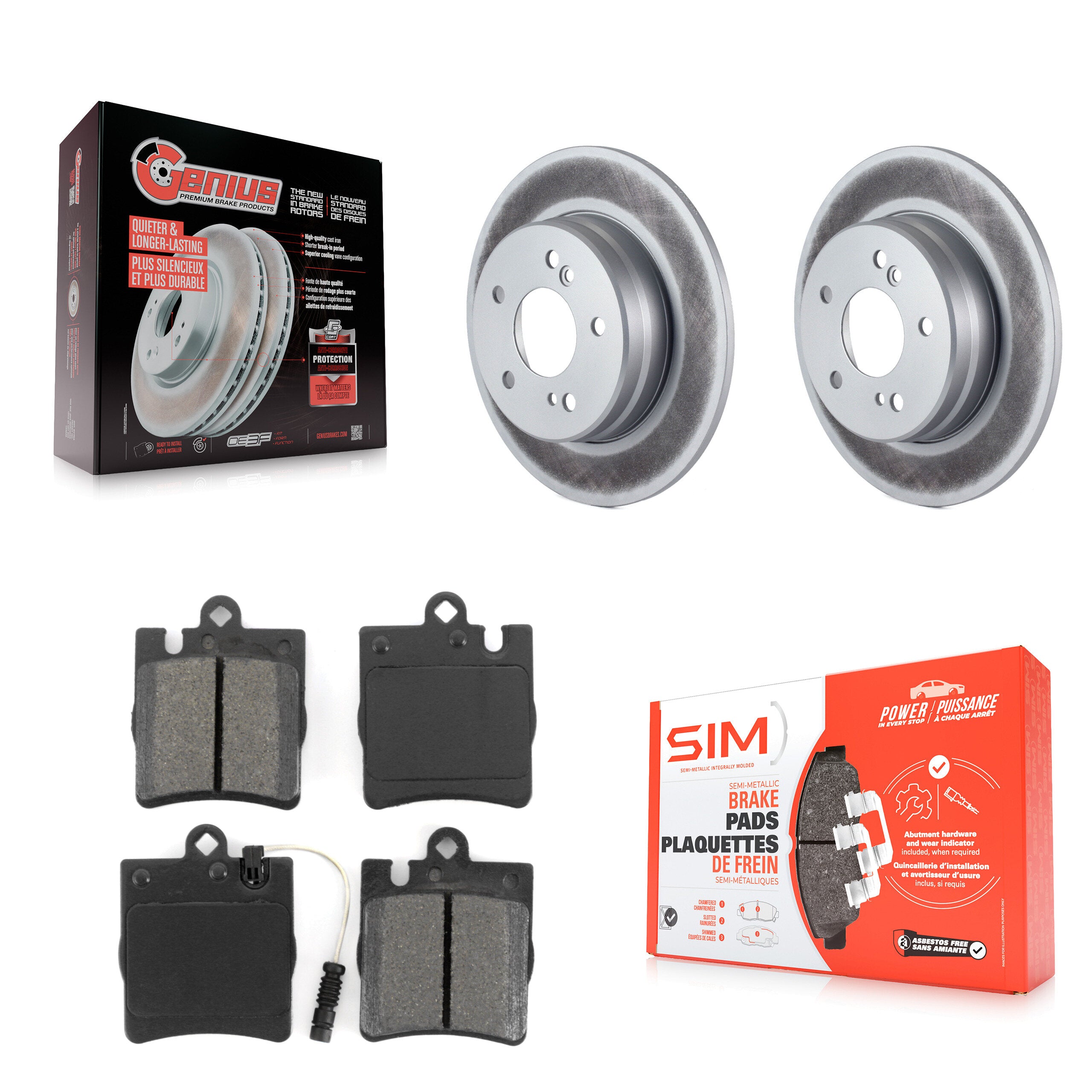 Rear Coated Brake Rotor Semi-Metallic Pad Kit For Mercedes-Benz SLK300 With Sport Package KGS-103686