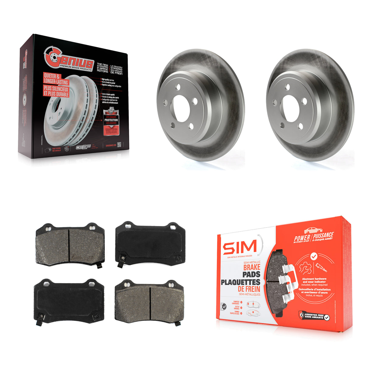 Rear Coat Disc Brake Rotor Semi-Metallic Pad Kit For 2016 Chrysler 300 With Brembo Brakes KGS-103688
