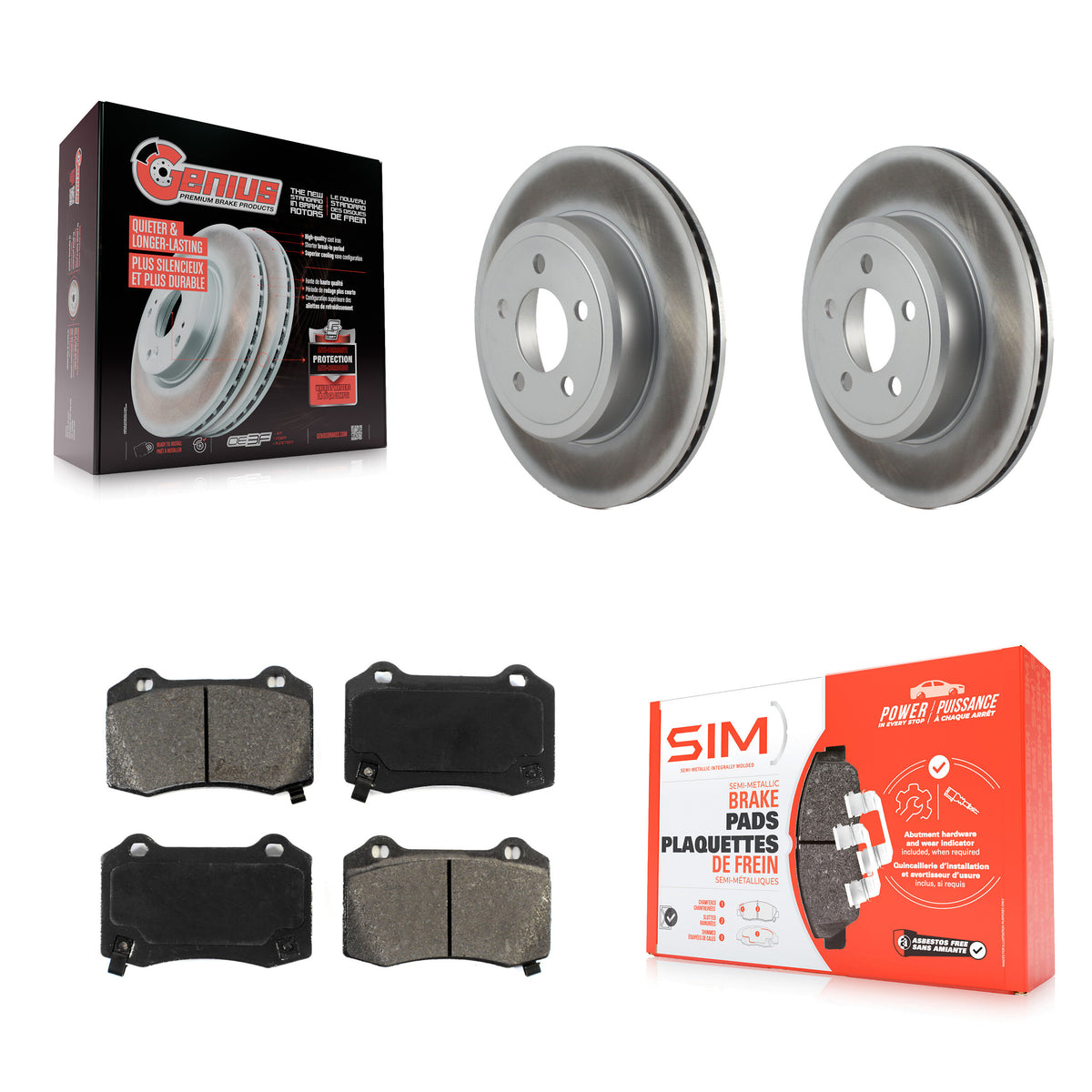 Rear Coated Disc Brake Rotors & Semi-Metallic Pad Kit For Chrysler 300 With Brembo Brakes KGS-103689