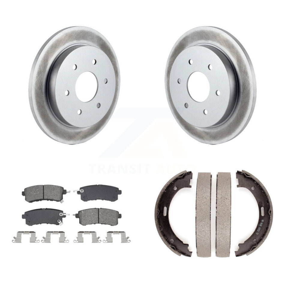 Rear Disc Coated Rotors Semi-Metallic Pads And Parking Brake Shoes Kit For Nissan Armada KGS-103698
