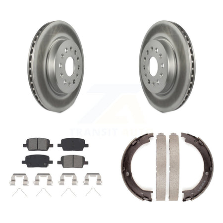 Rear Disc Coated Rotors Semi-Metallic Pads & Parking Brake Shoes Kit For 2017 GMC Acadia KGS-103699
