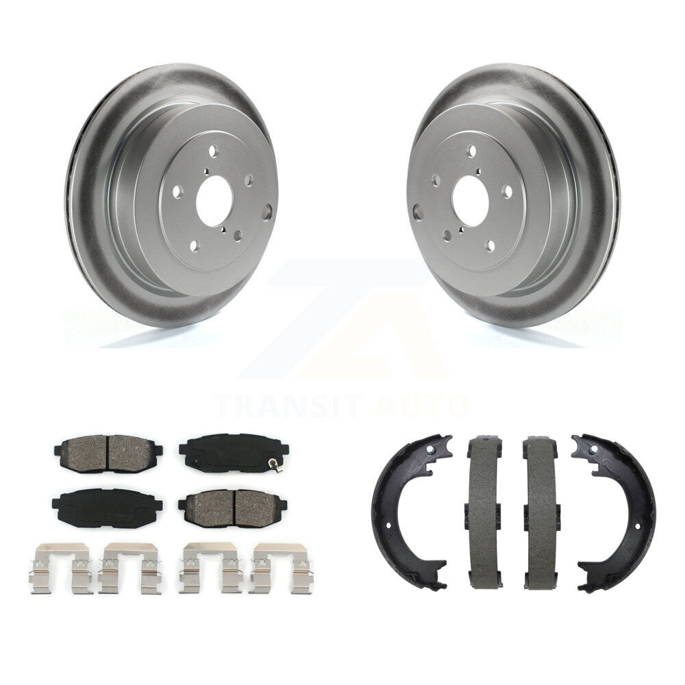 Rear Disc Coated Rotors Semi-Metallic Pads Parking Brake Shoes Kit For Subaru Tribeca B9 KGS-103708
