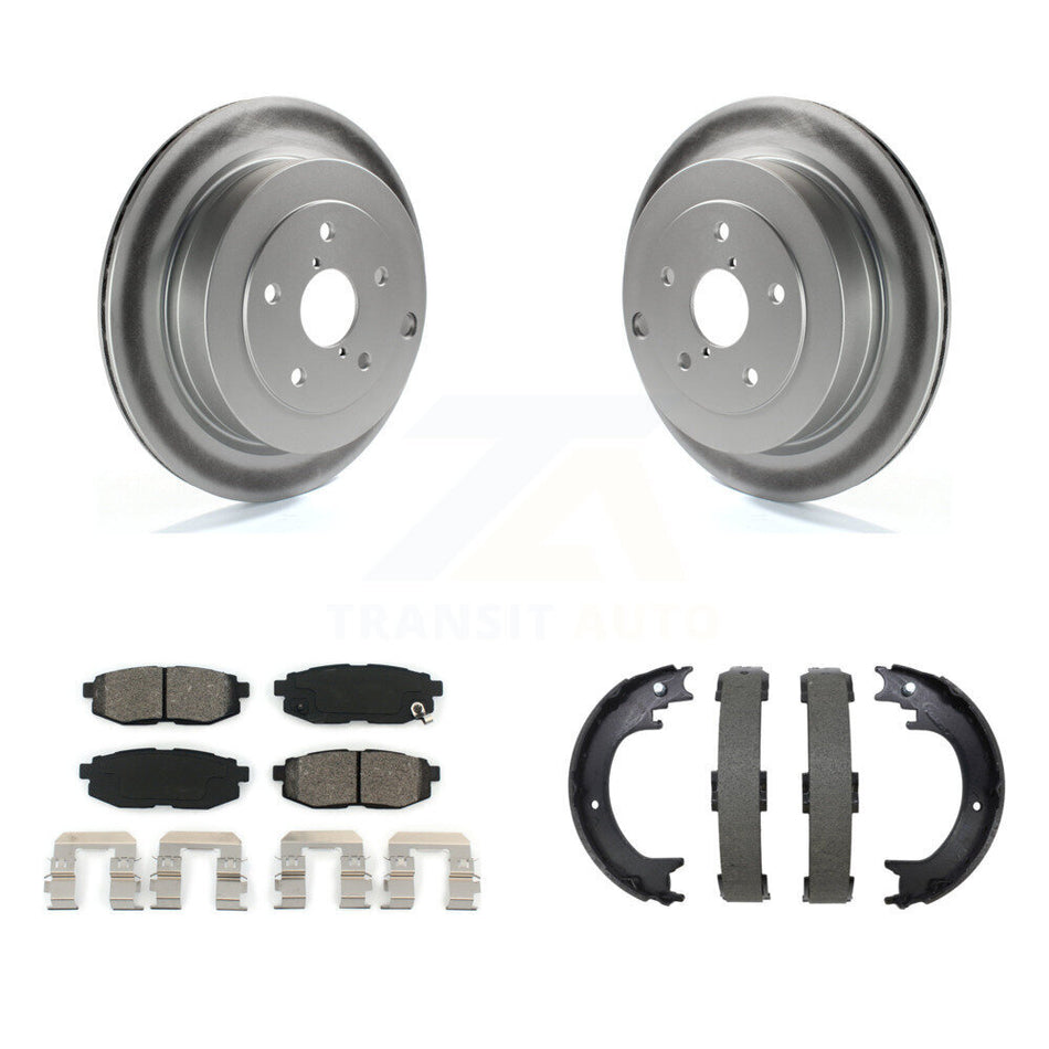 Rear Disc Coated Rotors Semi-Metallic Pads Parking Brake Shoes Kit For Subaru Tribeca B9 KGS-103708