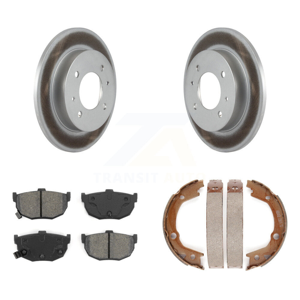 Rear Disc Coated Rotors Semi-Metallic Pads & Parking Brake Shoes Kit For Hyundai Elantra KGS-103715